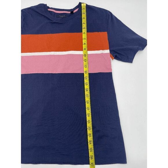 Ted Baker London T-Shirt Striped Short Sleeves Sz M Crew Neck Cotton Multicolor - Picture 9 of 10
